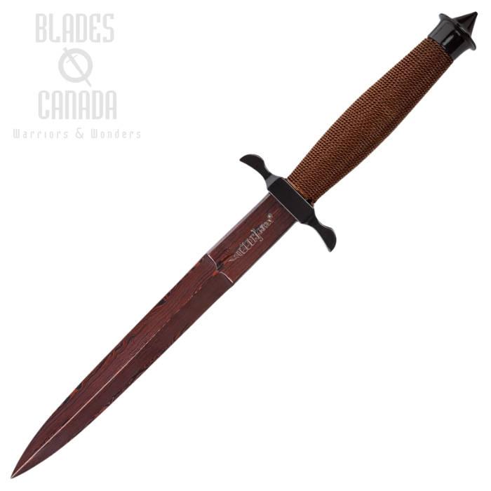 Gil Hibben HellFyre Shadow Knife, Damascus Steel, Leather Sheath, GH0441RD